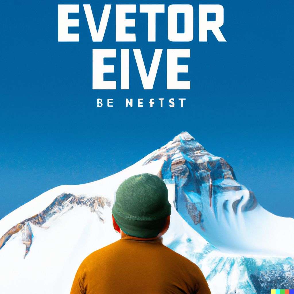 someone gazing at Mount Everest, promotional poster for a Pixar movie